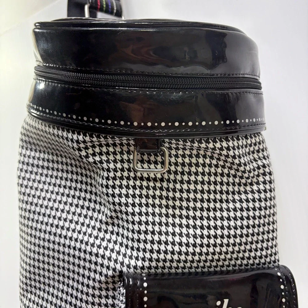 Nike Houndstooth Cylinder Crossbody Bag Black White TG0071-061 Y2K Patent Trim
